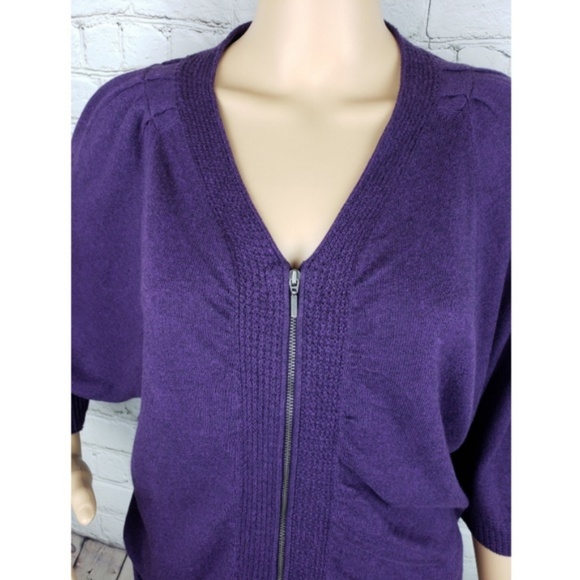 Athleta Ruched Knit Zip Up Jacket Purple - Picture 2 of 5